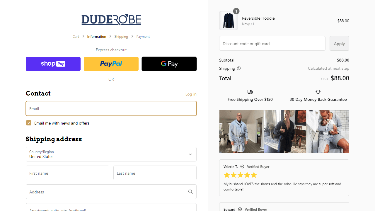 How to apply Duderobe coupon code